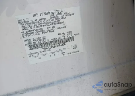 2017 Ford Flex Sel из США, поврежденный, VIN 2FMGK5C85HBA04400